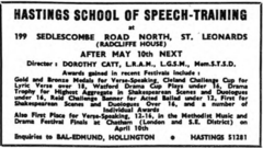 Hastings School of Speech Training advertisement 24 April 1954